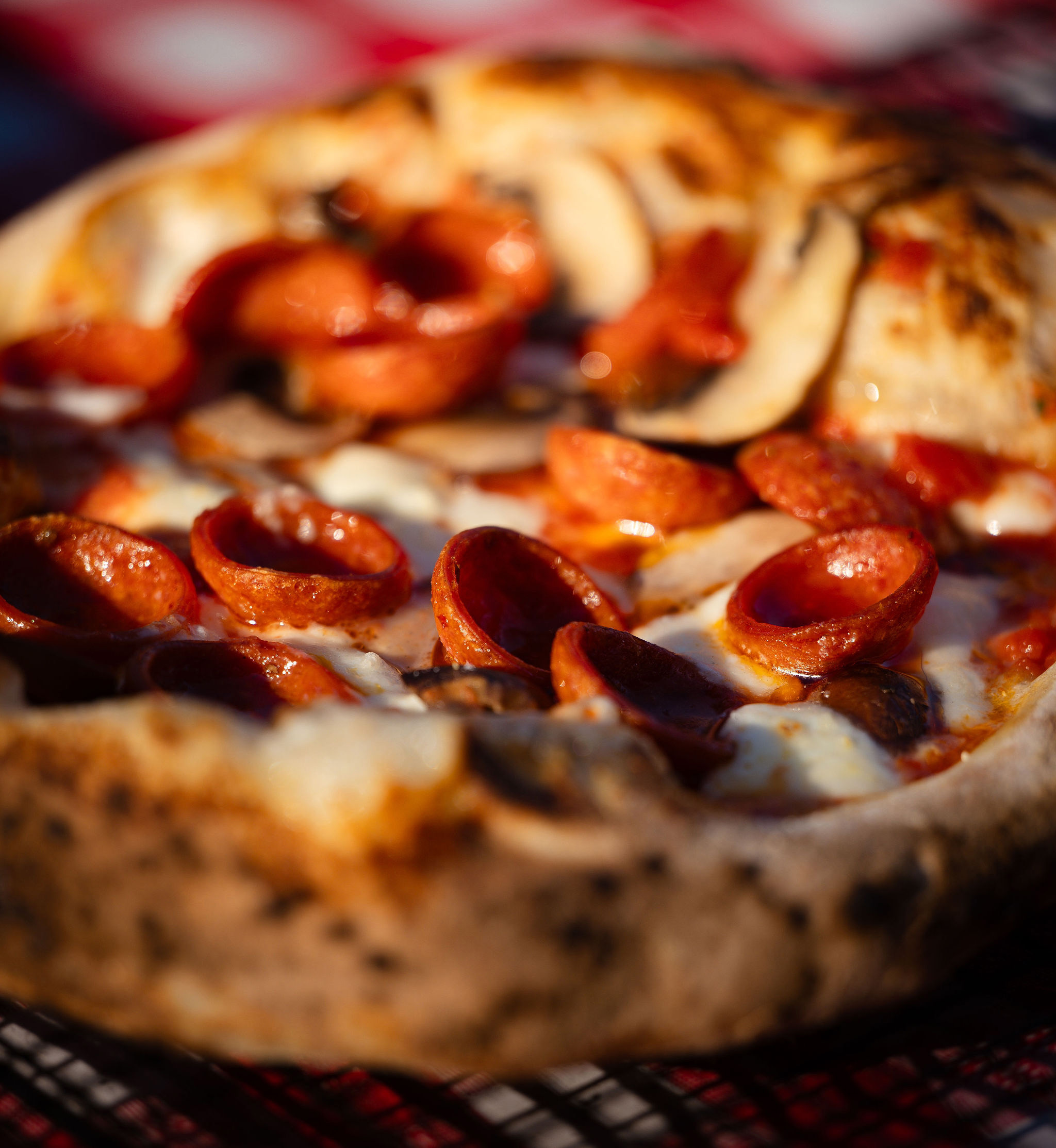 Pepperoni and mushroom pizza